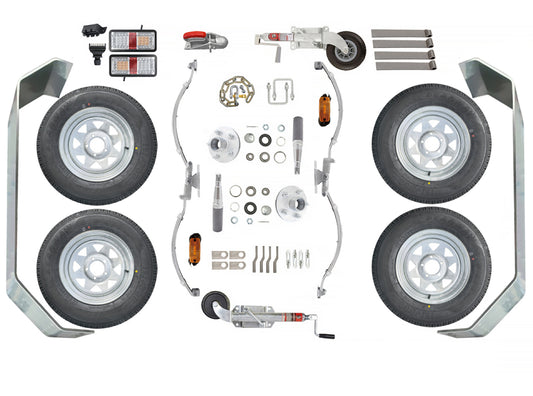Trojan Non-Braked Tandem Axle Trailer Kit - 14" Wheel - No Axles