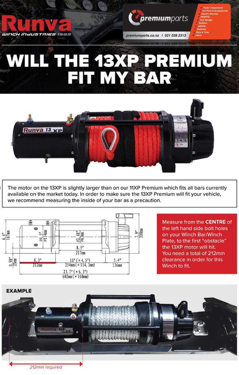 13XP Premium Winch 12V with Synthetic Rope RUNVA Premium Parts NZ
