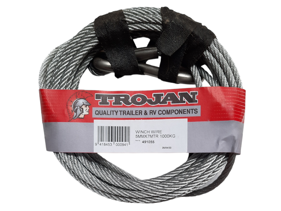 Trojan winch wire -600kg, 1000kg, 1500kg options
