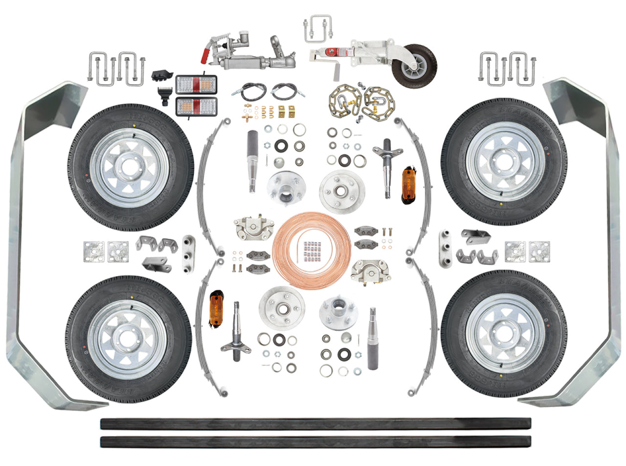 Trojan Braked Tandem Rocker Axle Kit - 14" Wheel
