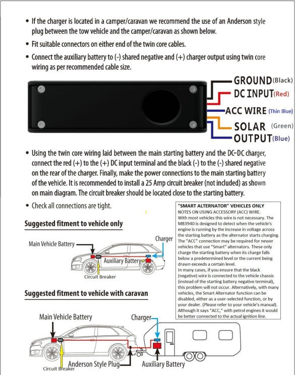 Dual Input 20A DC/DC Multi-Stage Battery Charger - suit Lead and Lithium Style Batteries