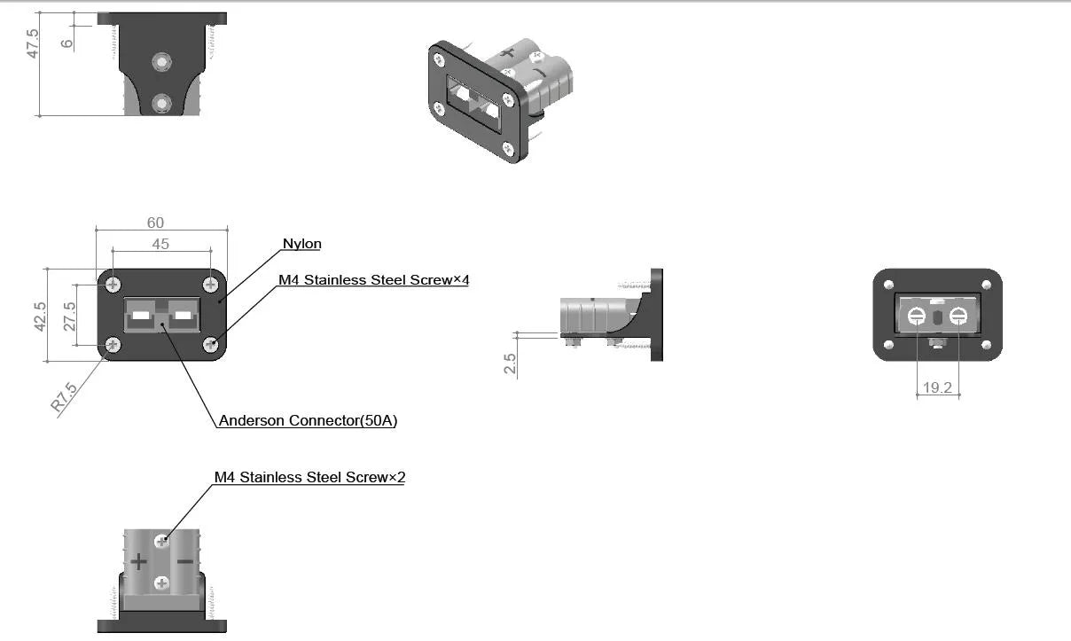 HULK Single flush mount housing with 50amp anderson style plug