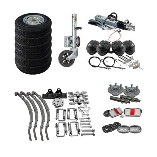Trailer Kit Tri-Axle 3500kg 14" Wheels 2 axles Braked