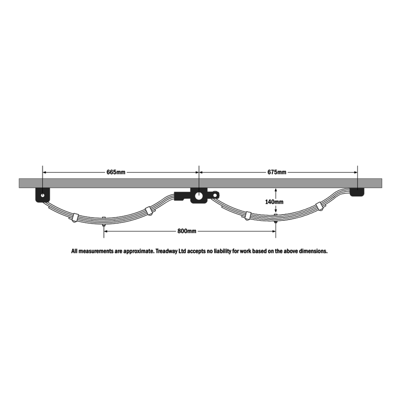Spring Set Tandem Axle 3500kg Zinctech Inc ubolts & plates to suit 65mm axle
