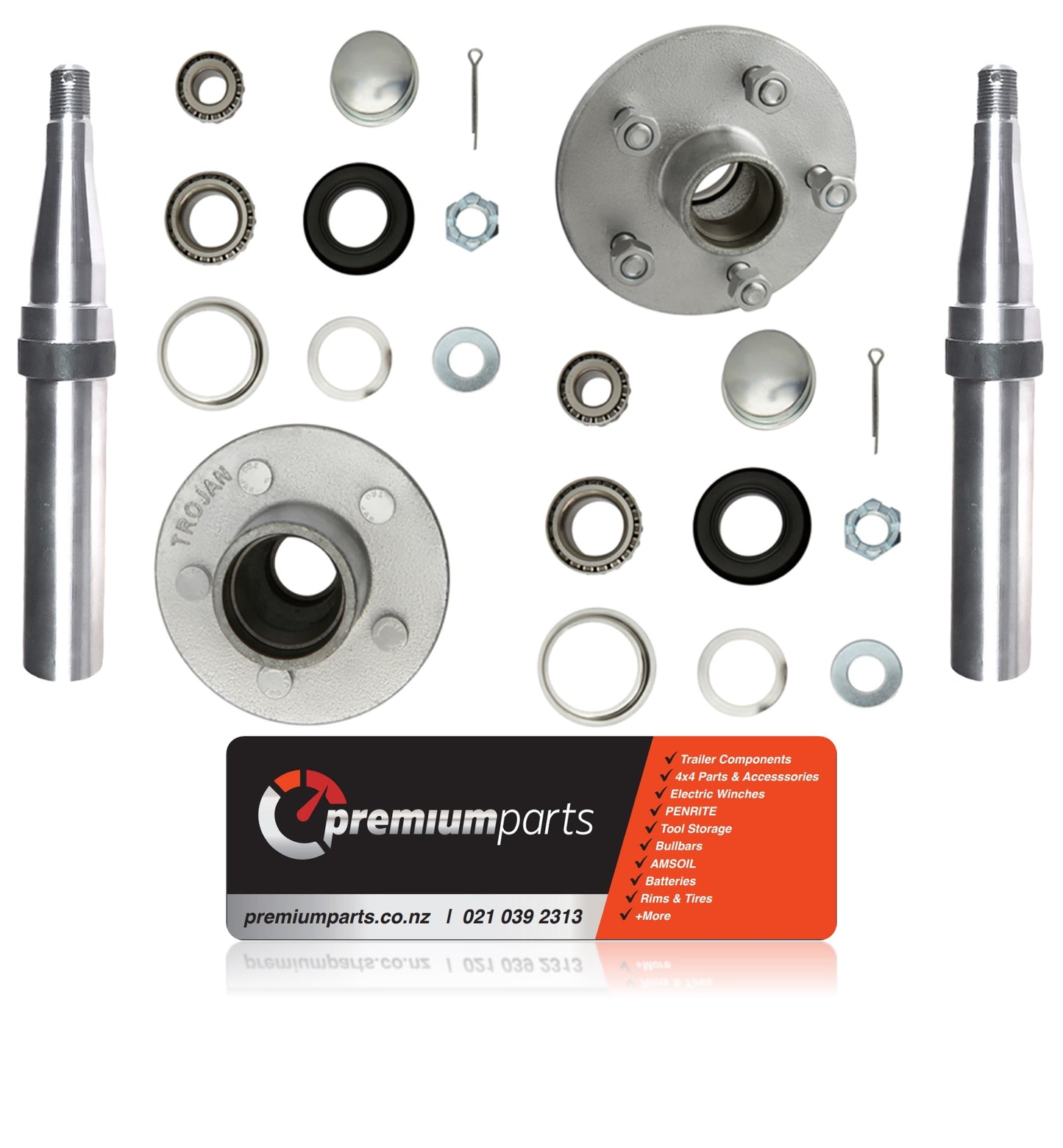 Trojan - 1750kg 5 Stud H&S 160mm Hub - Free Wheel Bearing Grease