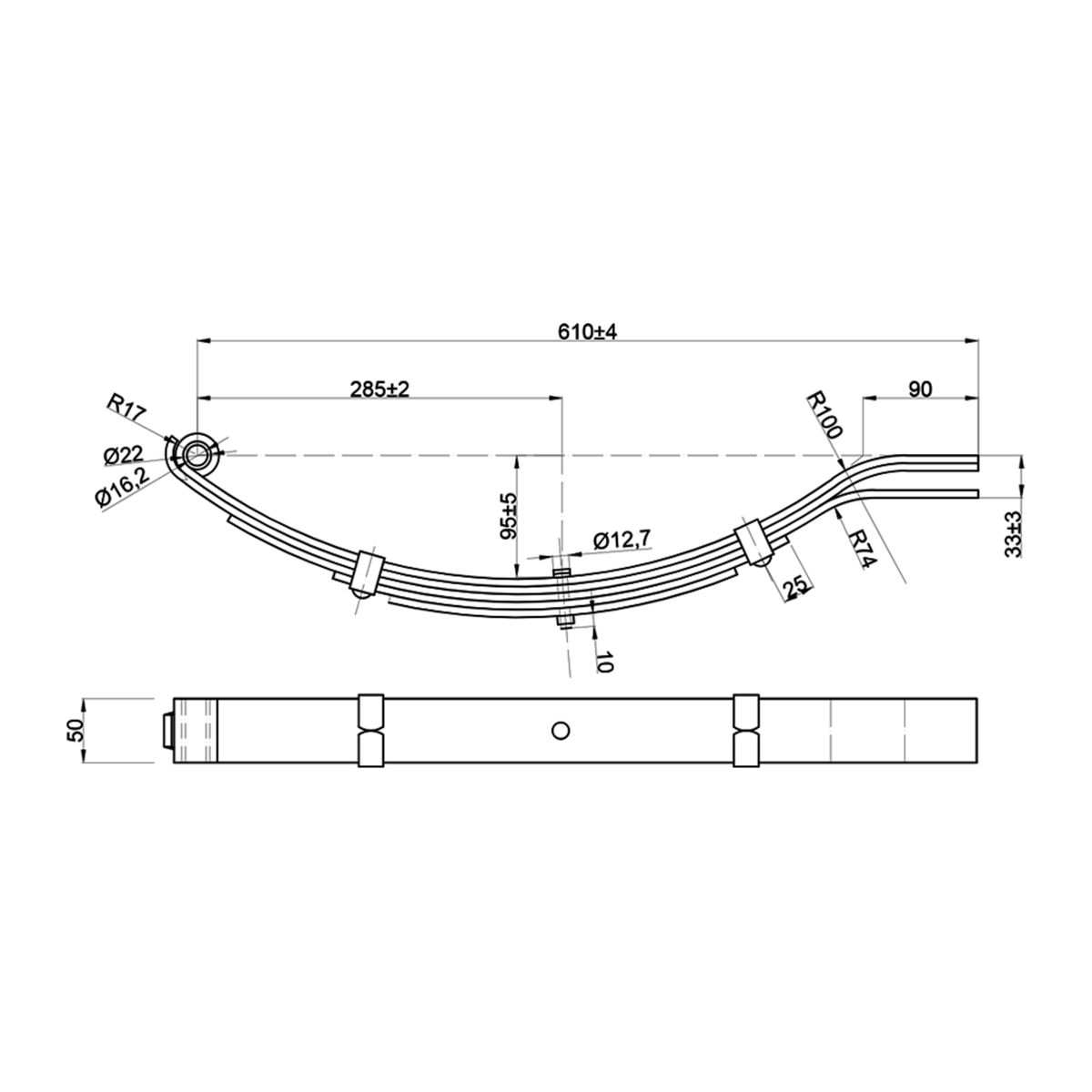 Spring Single Axis Spring Set Single Axle 1250kg Zinctech – Premium Parts NZ