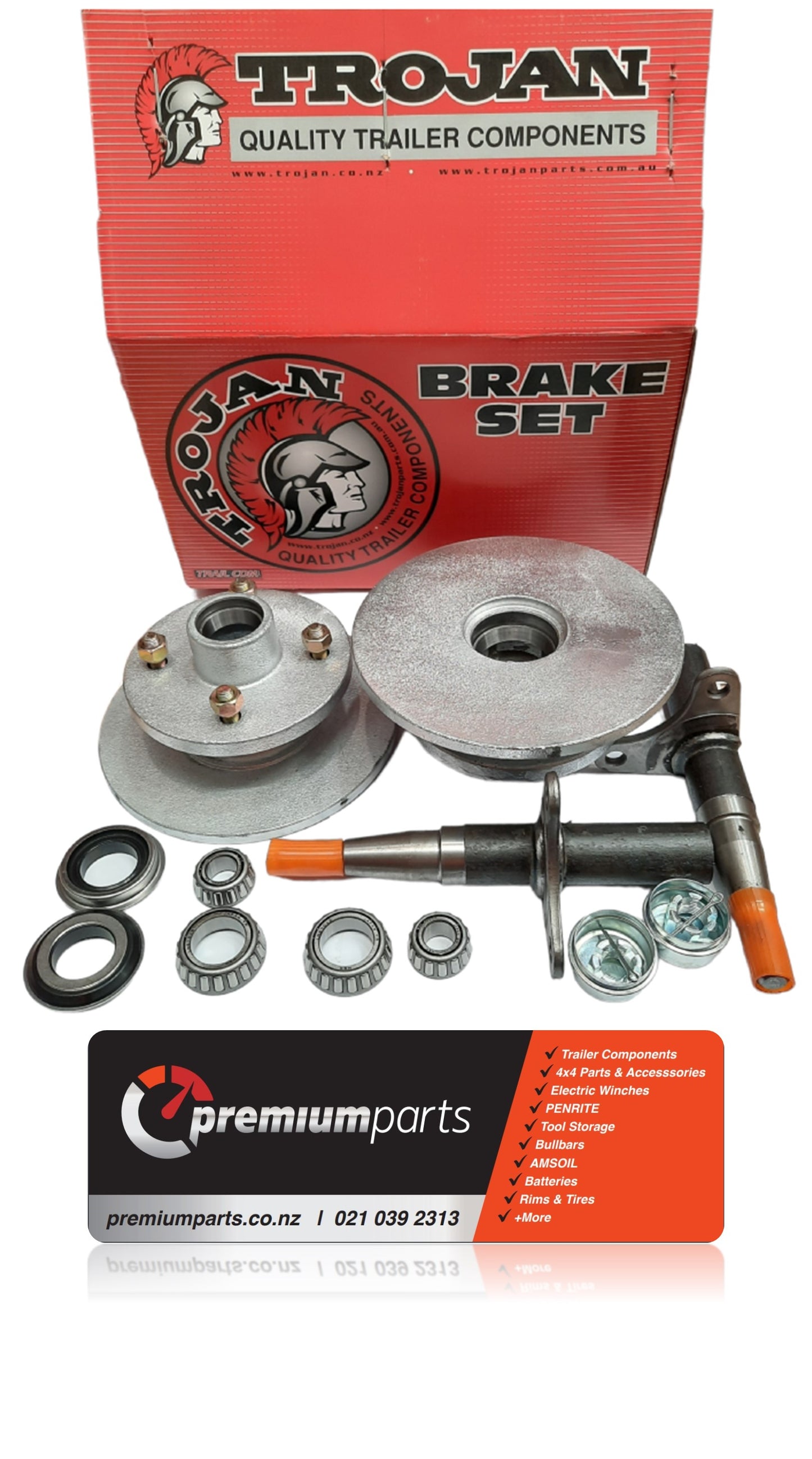 Trojan 1500kg Braked Hubs & Stubs Kit - Blank or 4 Stud Pattern Multiple Options