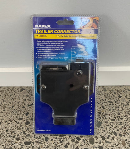 NARVA 7 PIN FLAT TRAILER SOCKET with HEAVY DUTY CONNECTOR