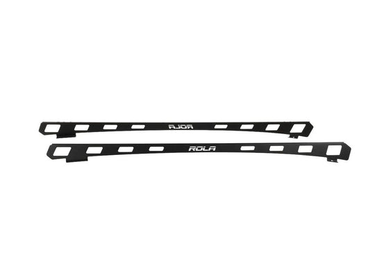 Two black metal brackets with 'Rola' branding on a white background