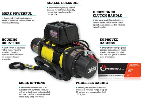 DOBINSONS 9500LBS WINCH WITH SYNTHETIC ROPE - 12V