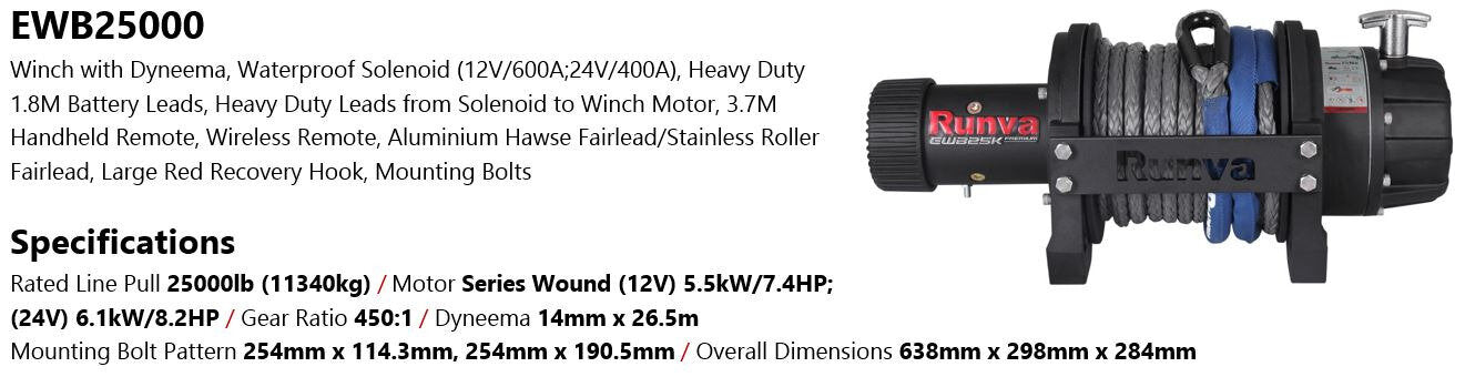 Runva EWB25000 Premium 12V with Synthetic Rope
