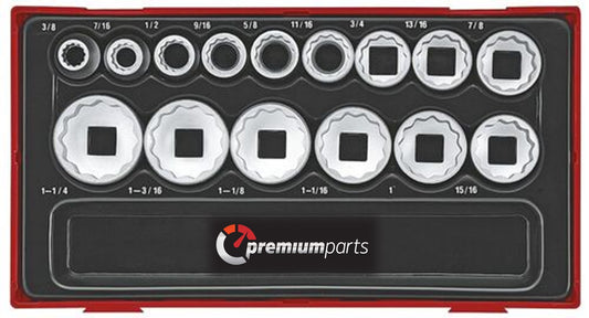 TENG TOOL TRAYS SERIES TT1215AF - 15pc 1/2" SOCKET SET