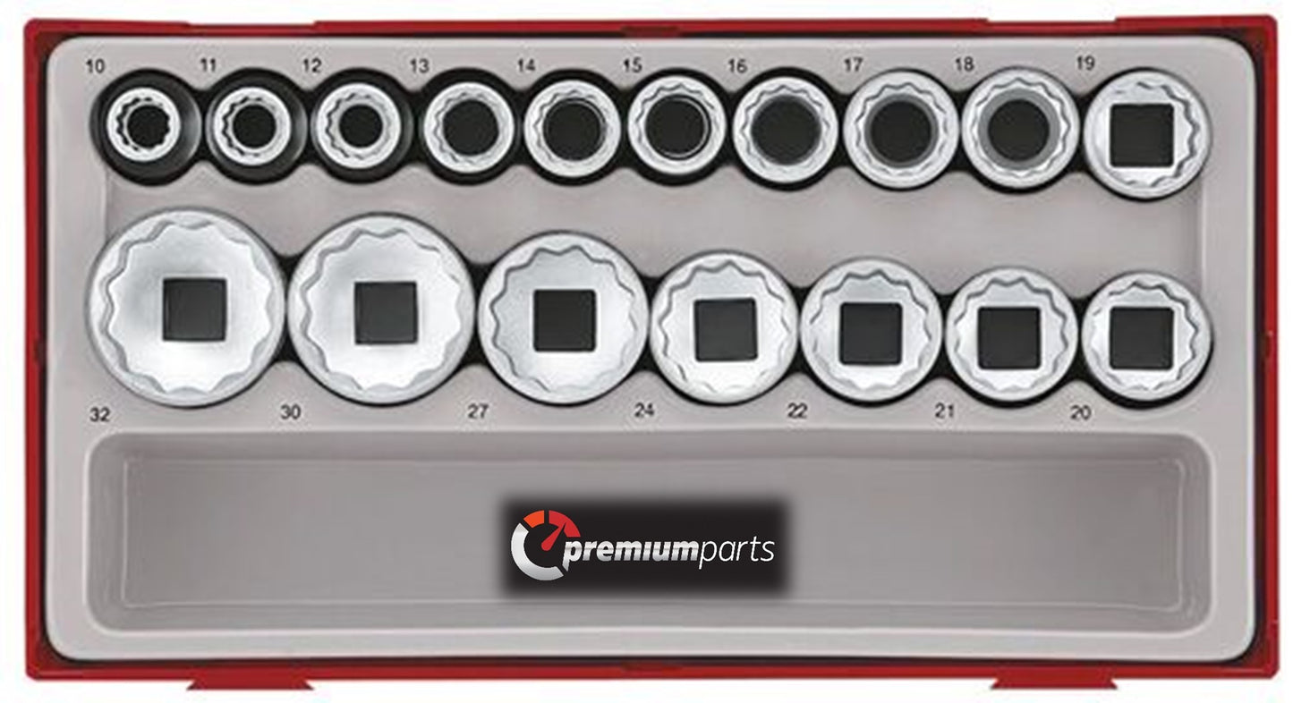 TENG TOOL TRAYS SERIES TT1217 - 1/2" SOCKET SET 12 PT 17 PIECES