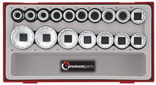 TENG TOOL TRAYS SERIES TT1217 - 1/2" SOCKET SET 12 PT 17 PIECES